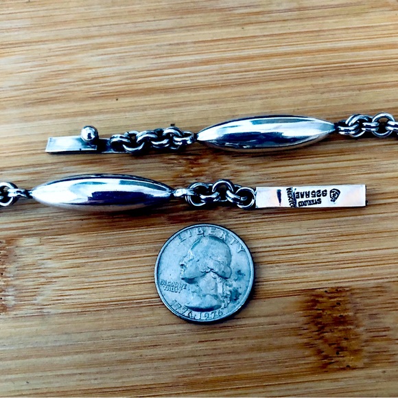 $248 Vintage Signed Estate Designer Sterling Necklace 64 gr. Bell 3 RAE MEXICO - Picture 5 of 5